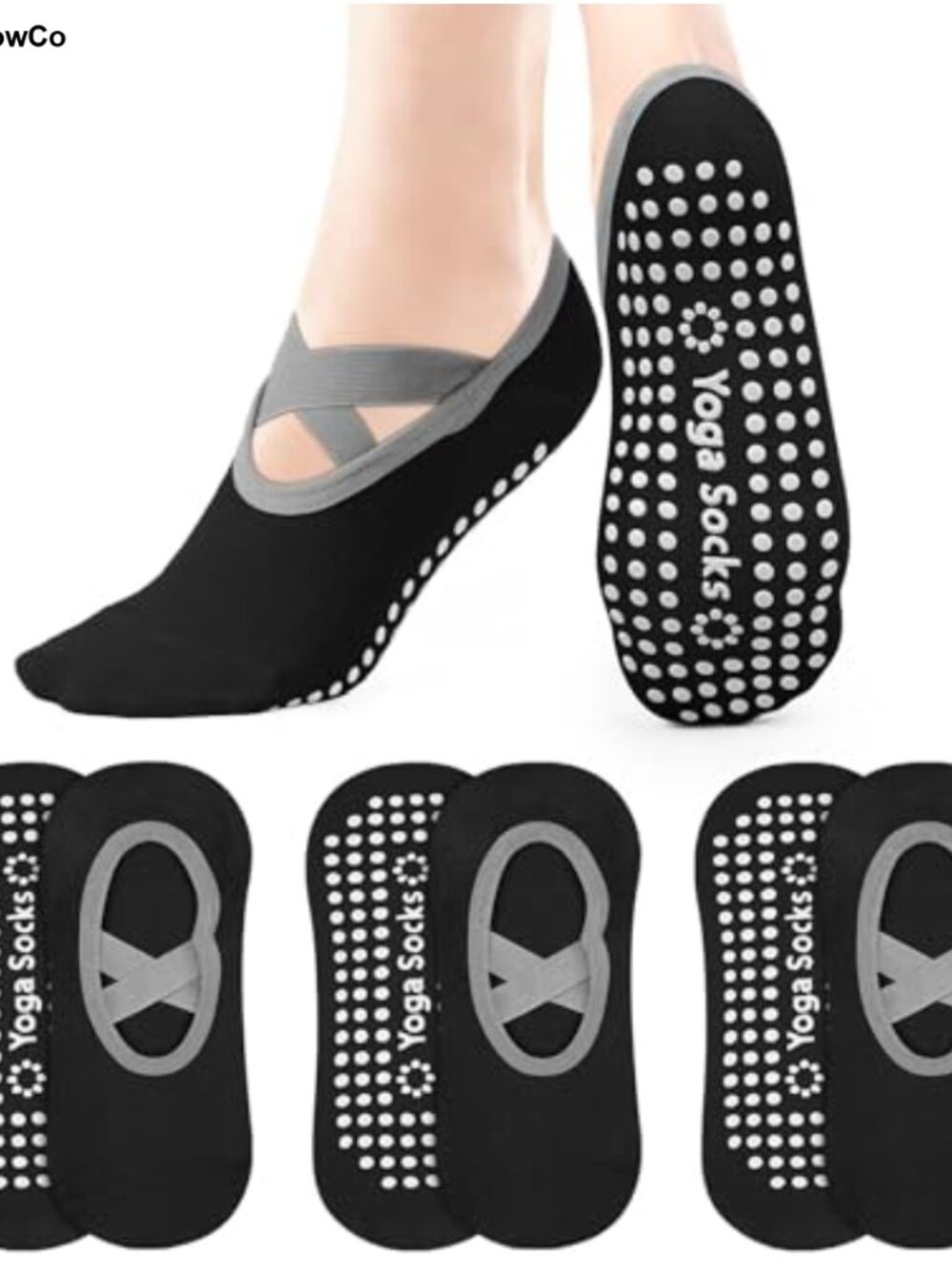 Yoga Socks for Women Non Slip Grip Pilates Barre Dance Socks 4 Pairs